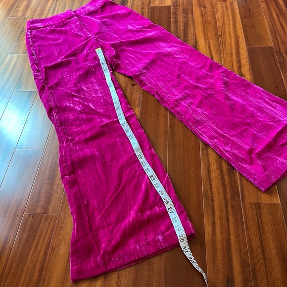 Cider Velvet Fuschia Pants High-Waisted Wide-Leg Flare Velour Magenta Size Small - Picture 5 of 8